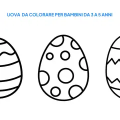 Tre disegni di pasqua bellissimi da colorare per bambini: uova con onde, pois e zig-zag.