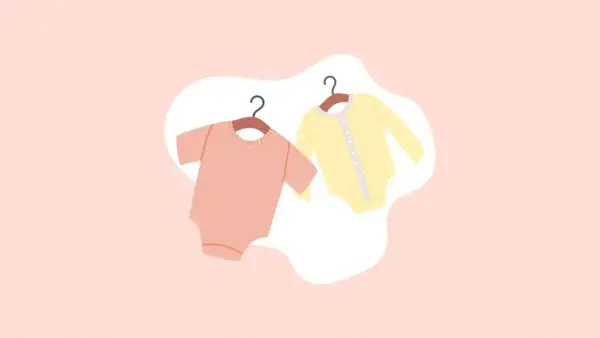Due body per neonato, uno rosa e uno giallo, pronti per essere indossati. Guida su come vestire un neonato.